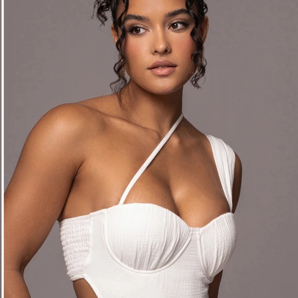 JLUXLABEL NATURAL SCENIC ONE-SHOULDER LINEN BODYSUIT - Picture 5 of 7